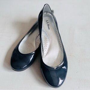 [L.L. Bean] Marbled Blue Patent Leather Silver Lining Grip Sole Ballet Flats